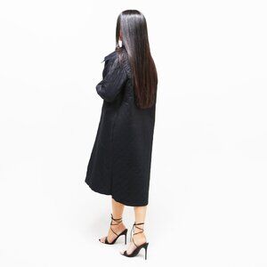 Black Quilted Longline Coat — Minimalist Lightweight Jacket